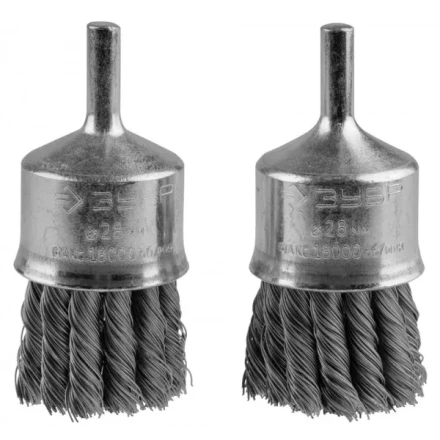 ЗУБР &quot;ЭКСПЕРТ&quot;. Набор щеток кистевых для дрели, жгутированная стальная проволока 0,35мм, 28мм, 2шт 35227-28-H2_z01 купить в Губкинске