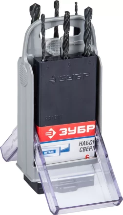 Набор ЗУБР &quot;ТЕХНИК&quot;: Свёрла по металлу парооксидированных, быстрорежущая сталь, 2, 3, 4, 5, 6, 8мм, 6шт в супер боксе 4-29605-H6-SB купить в Губкинске