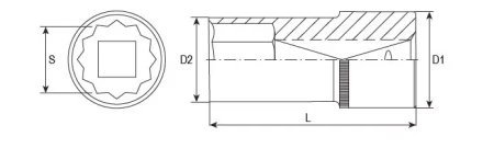 Головка торцевая 12-гранная глубокая 1/2&quot;DR 14 мм S04HD4714 Jonnesway 49144 купить в Губкинске