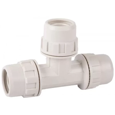 Тройник ЗУБР &quot;ШиреФит&quot; соединительный &quot;штуцер с гайкой - штуцер с гайкой - штуцер с гайкой&quot;, 32мм 51505-32 купить в Губкинске