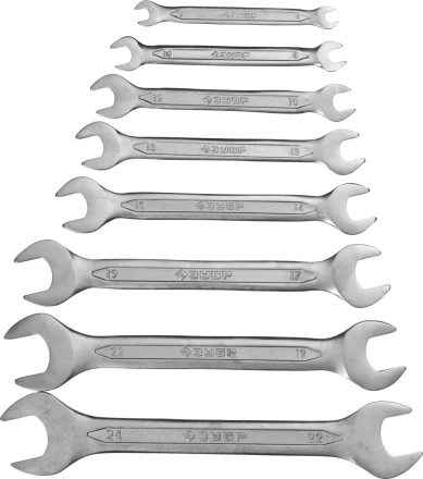 Набор ЗУБР &quot;МАСТЕР&quot;: Ключ гаечный рожковый, Cr-V сталь, хромированный, 6-24мм, 8шт 27010-H8 купить в Губкинске