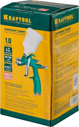 Краскопульт пневматический KRAFTOOL AirKraft Mini, HVLP, c верхним бачком, 1,0мм 06565-1.0 купить в Губкинске