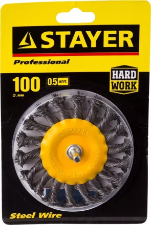 DEXX. Щетка дисковая для дрели, витая стальная латунированная проволока 0,3мм, 50мм 35110-050 купить в Губкинске