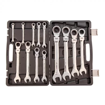 Набор ключей комбинированных Matrix трещоточных шарнирных 13 шт 14798 купить в Губкинске