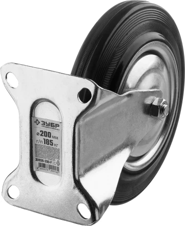 ЗУБР d 200 мм, г/п 185 кг, игольчатый подшипник, резина/металл, неповоротное колесо, Профессионал (30936-200-F) купить в Губкинске