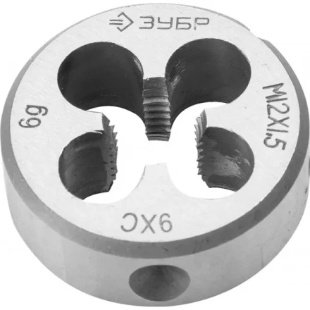 Плашка ЗУБР &quot;МАСТЕР&quot; круглая ручная для нарезания метрической резьбы, мелкий шаг, М12 x 1,5 4-28022-12-1.5 купить в Губкинске