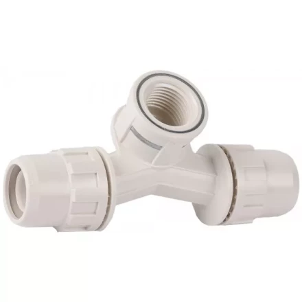 Тройник ЗУБР &quot;ШиреФит&quot; переходной со смещением &quot;штуцер с гайкой - внутренняя резьба - штуцер с гайкой&quot;, 20мм-1/2&quot;-20мм 51504-20-1/2-20 купить в Губкинске