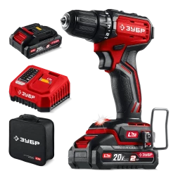 ЗУБР 20 В, 45 Нм, 2 АКБ LMS (2 Ач), бесщеточная дрель-шуруповерт, сумка (ДБ-45-22)