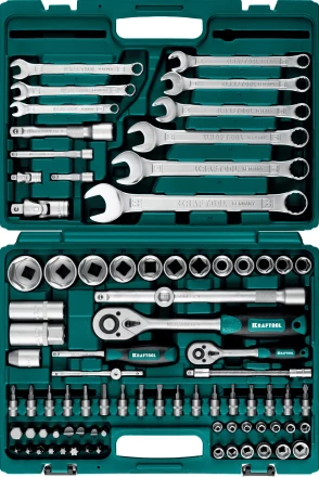 Набор KRAFTOOL &quot;EXPERT QUALITAT&quot;: Торцовые головки &quot;SUPER LOCK&quot; с присоединит квадратом, 1/2&quot;,1/4&quot;,82 предмета 27887-H82_z03 купить в Губкинске