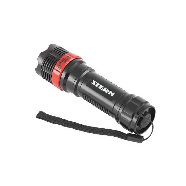 Фонарь бытовой пластик 1W LED ремешок зум 3 режима 100% - 50% - стробоскоп 3хААА Stern 90570 купить в Губкинске