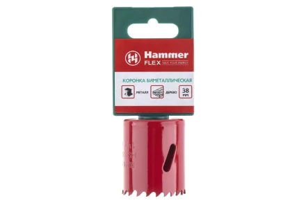 Коронка биметаллическая HAMMER Ф38х38мм 5/8" BiMETALL (224-008) купить в Губкинске