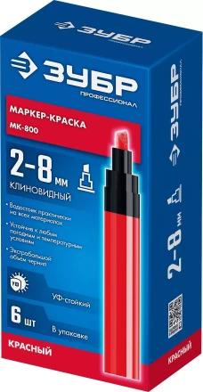 ЗУБР МК-800 красный, 2-8 мм клиновидный маркер-краска (06327-3) купить в Губкинске