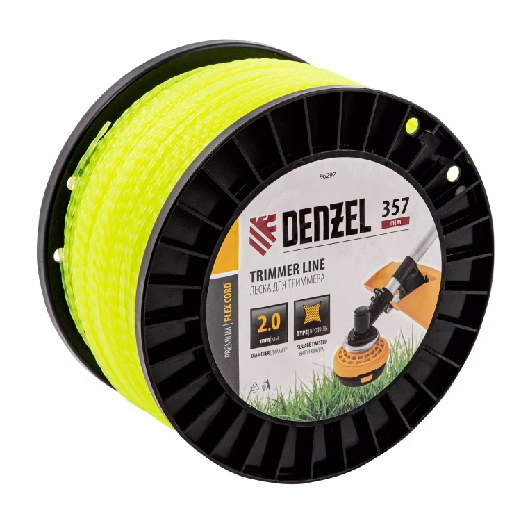 Леска для триммера витой квадрат, 2,0мм х 357м, на DIN катушке FLEX CORD// Denzel 96297 купить в Губкинске