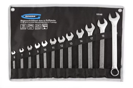 Набор ключей комбинированных 6-22 мм 12 шт CrV холодный штамп GROSS 15149 купить в Губкинске