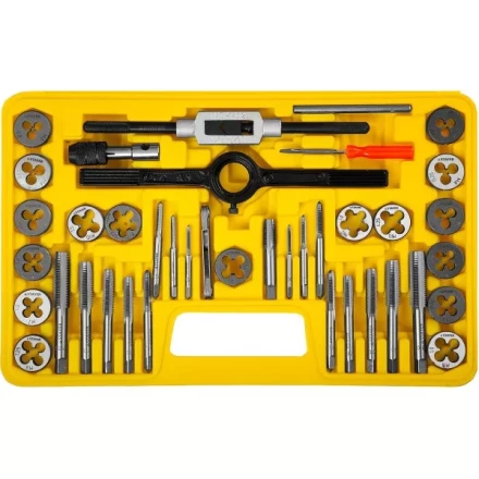 Набор метчиков и плашек STAYER &quot;MASTER&quot;, плашки 17шт, метчики 17шт, метчикодерж. 2шт, плашкодерж. 1шт, резьбомер 1шт, отвертка 1шт, 40 предметов 2805-H40_z01 купить в Губкинске