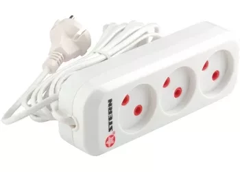 Удлинитель бытовой без заземления, 2*0,75мм*2м, 3 розетки, 6A, STERN 95725 купить в Губкинске