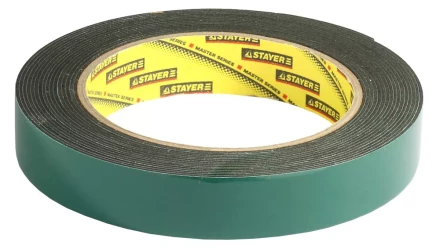 Двухсторонняя клейкая лента на вспененной основе, STAYER Professional 12233-19-05, черная, 19мм х 5м 12233-19-05 купить в Губкинске
