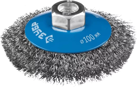 ЗУБР "ПРОФЕССИОНАЛ". Щетка коническая для УШМ, витая стальная проволока 0,3мм, 100ммхМ14 35265-100_z02 купить в Губкинске