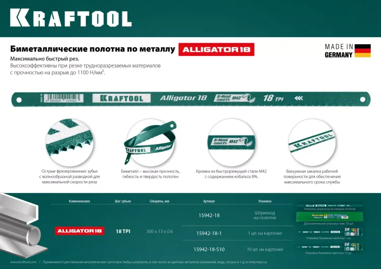 Полотна по металлу Alligator 15942-18 купить в Губкинске