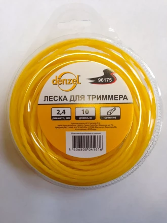 Леска для триммера квадратная витая 2.4мм х 10м  Denzel Россия 96175 купить в Губкинске