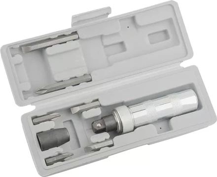 Отвертка ударно-поворотная 1/2&quot;, набор бит, 6 шт., в пласт. боксе  MATRIX 11575 купить в Губкинске