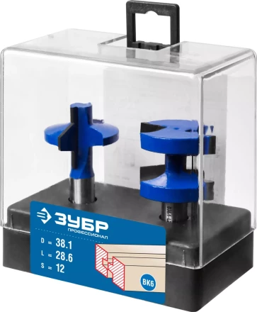ЗУБР 38.1 x 28.6 мм, хвостовик 12 мм, набор фрез пазо-шиповых, Профессионал (28731-38.1-H2) купить в Губкинске