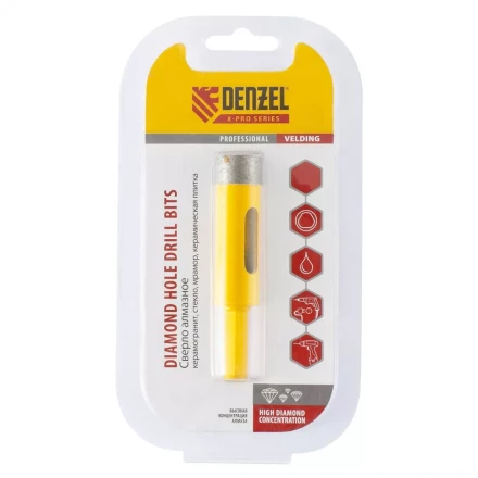 Сверло алмазное по керамограниту 20мм мокрое резание трёх гранный хвостовик DENZEL 72679 купить в Губкинске