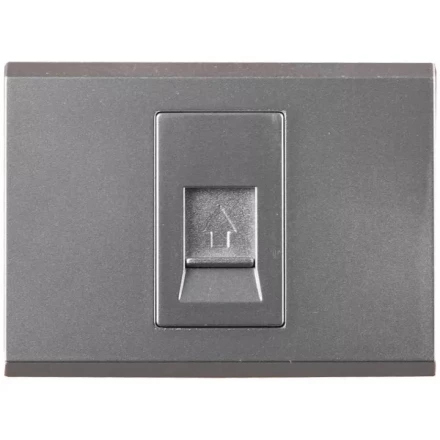 Розетка СВЕТОЗАР &quot;ЭФФЕКТ&quot; телефонная, одинарная, без вставки и рамки, цвет светло-серый металлик SV-54417-SM купить в Губкинске