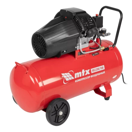 Компрессор воздушный MTX КК-2200/100, 2,2 кВт, 350 л/мин, 100 л, прямой привод, масляный купить в Губкинске
