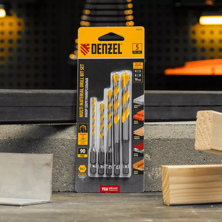 Набор сверл универсальных, Multi cut, 4-10 мм, 5 шт Denzel 706016 купить в Губкинске