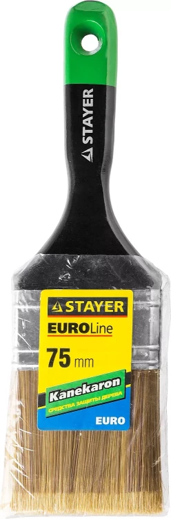 STAYER “KANEKARON-EURO”. Кисть плоская, искусственная щетина, деревянная ручка, 75мм 0106-075 купить в Губкинске