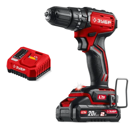 ЗУБР 20 В, 45 Нм, 1 АКБ LMS (2 Ач), бесщеточная ударная дрель-шуруповерт (ДБУ-45-21) купить в Губкинске