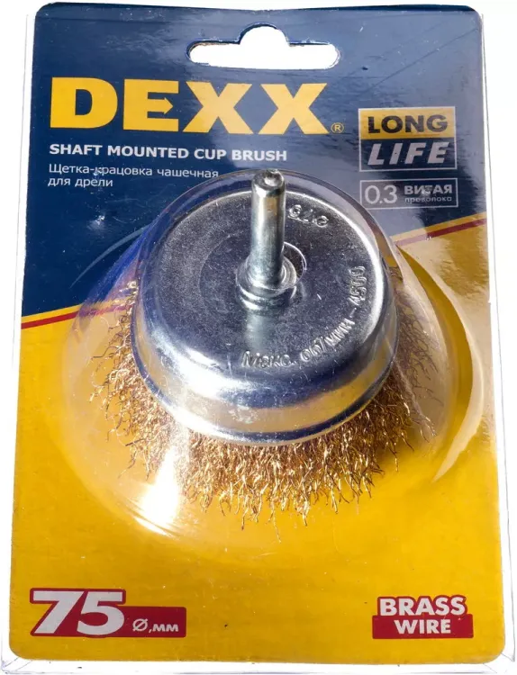 DEXX. Щетка чашечная для дрели, витая стальная латунированная проволока 0,3мм, 75мм 35109-075 купить в Губкинске