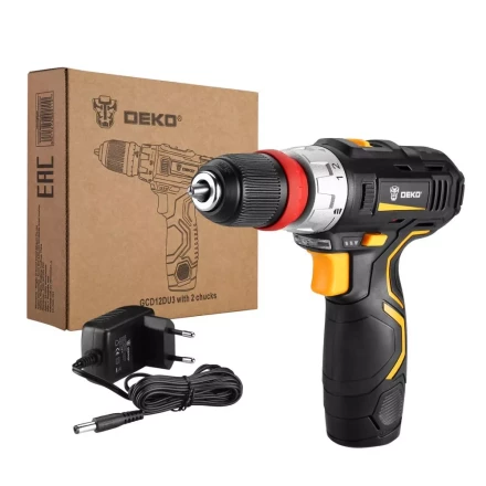 Дрель аккумуляторная в наборе DEKO GCD12DU3 3 в 1, 063-4081 купить в Губкинске