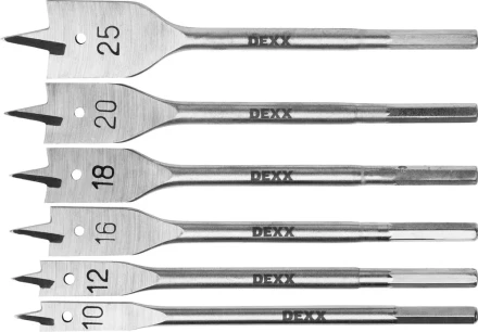 Набор сверл по дереву перовых, 6шт(10-25мм), шестигранный хвостовик, DEXX 2945-H6 2945-H6 купить в Губкинске