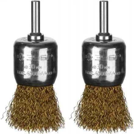 ЗУБР &quot;ПРОФЕССИОНАЛ&quot;. Набор щеток кистевых для дрели, витая стальная латунированная проволока 0,3мм, 30мм, 2шт 35225-30-H2_z02 купить в Губкинске