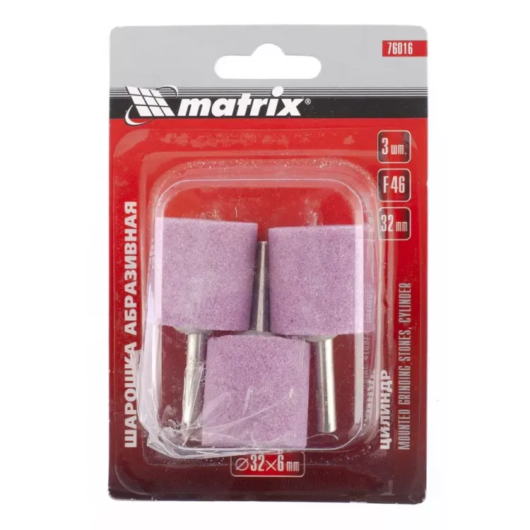 Шарошка абразивная цилиндр 32x32x6 F46 3 штук MATRIX 76016 купить в Губкинске