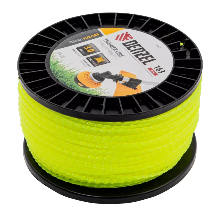 Леска для триммера витой квадрат, 3,0мм х 163м, на DIN катушке FLEX CORD// Denzel 96802 купить в Губкинске