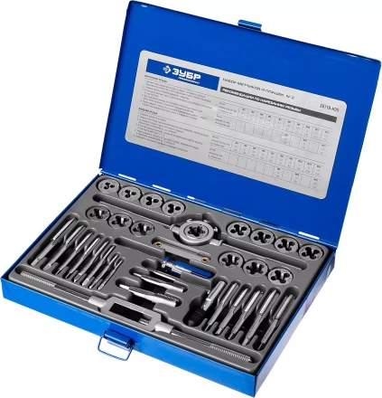 Набор метчиков и плашек ЗУБР &quot;ПРОФЕССИОНАЛ&quot;, сталь Р6М5, 35 предметов 28110-H35 купить в Губкинске