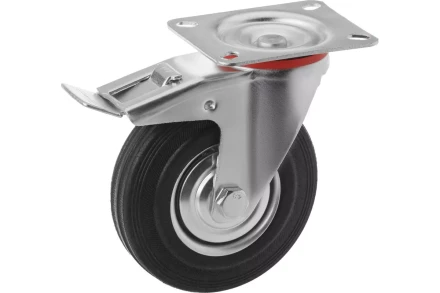 Колесо поворотное резина SCb 42 100 мм с тормозом (F) 1001717 купить в Губкинске