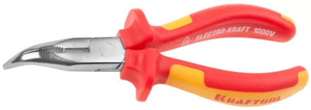 Тонкогубцы &quot;ELECTRO-KRAFT&quot; изогнутые, Cr-Mo сталь, двухкомпонентная маслобензостойкая рукоятка, хромированное покрытие, 160мм, KRAFTOOL 2202-4-16 2202-4-16_z01 купить в Губкинске