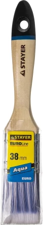 Кисть плоская STAYER &quot;EURO&quot;, &quot;AQUA&quot; для воднодисперсионных и акриловых ЛКМ, искусств щетина, деревя ручка, 1,5&quot;/38мм 01062-038 купить в Губкинске