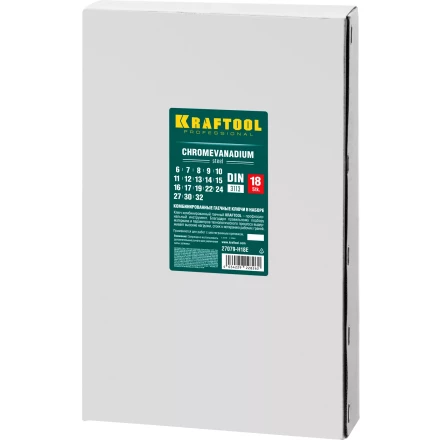 Наборы ключей комбинированных KRAFTOOL, Cr-V, DIN 3110, в EVA-ложементе 27079-H18E купить в Губкинске