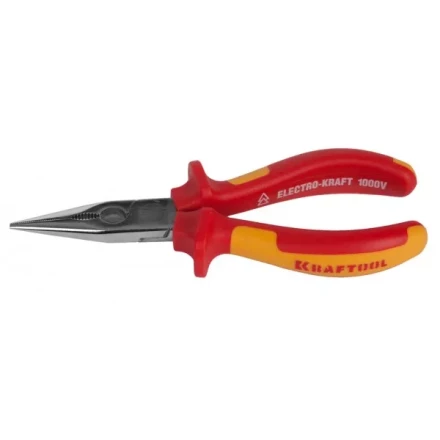 Тонкогубцы &quot;ELECTRO-KRAFT&quot;, Cr-Mo сталь, двухкомпонентная маслобензостойкая рукоятка, хромированное покрытие, 160мм. KRAFTOOL 2202-3-16 2202-3-16_z01 купить в Губкинске