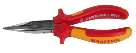Тонкогубцы &quot;ELECTRO-KRAFT&quot;, Cr-Mo сталь, двухкомпонентная маслобензостойкая рукоятка, хромированное покрытие, 160мм. KRAFTOOL 2202-3-16 2202-3-16_z01 купить в Губкинске