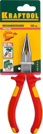 Тонкогубцы &quot;ELECTRO-KRAFT&quot;, Cr-Mo сталь, двухкомпонентная маслобензостойкая рукоятка, хромированное покрытие, 160мм. KRAFTOOL 2202-3-16 2202-3-16_z01 купить в Губкинске