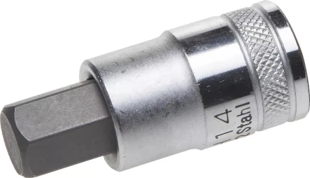 Торцовая бита-головка KRAFTOOL &quot;INDUSTRIE QUALITAT&quot;, материал S2, HEX, сатинированная, 1/2&quot;, H14 27908-14_z01 купить в Губкинске