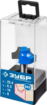 ЗУБР 25.4 x 14 мм, радиус 6.3 мм, фреза пазовая фасонная №1, Профессионал (28740-25.4) купить в Губкинске