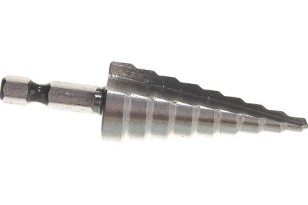 Сверло ступенчатое по металлу 4-6-8-10-12-14-16-18-20мм, P6M5, шестигранный хвостовик Вихрь 73/10/6/17 купить в Губкинске