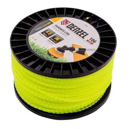 Леска для триммера витой квадрат, 4,0мм х 106м, на DIN катушке FLEX CORD// Denzel 96803 купить в Губкинске